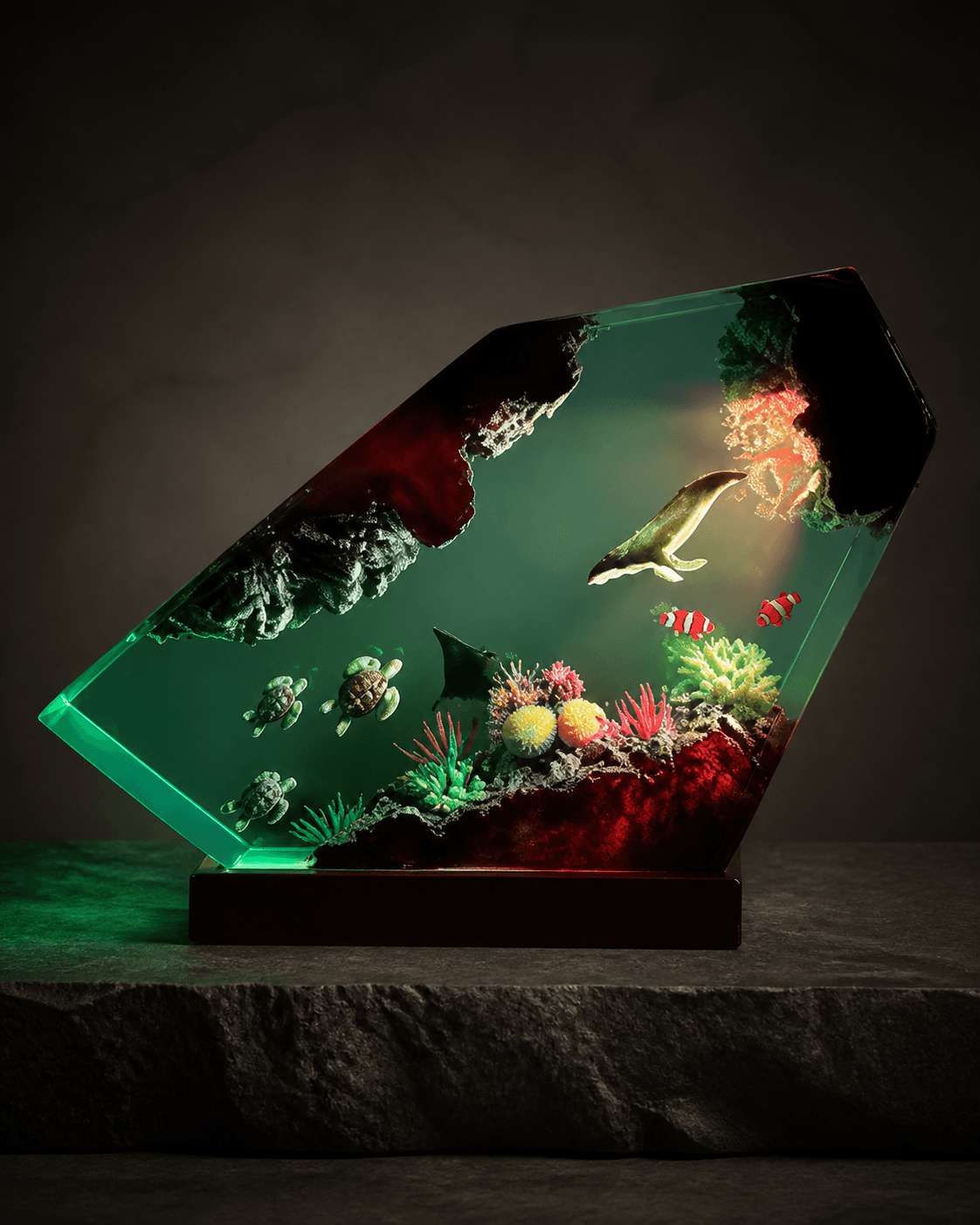 Color light Ocean Cave Resin Lamp