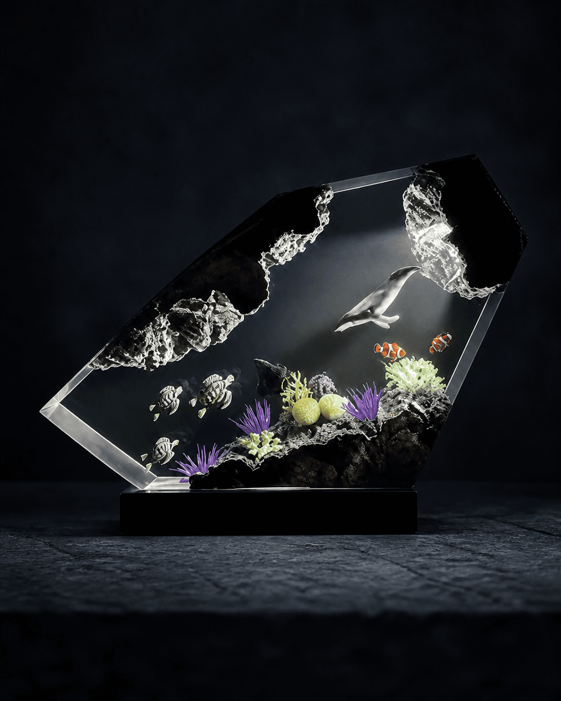 White light Ocean Cave Resin Lamp